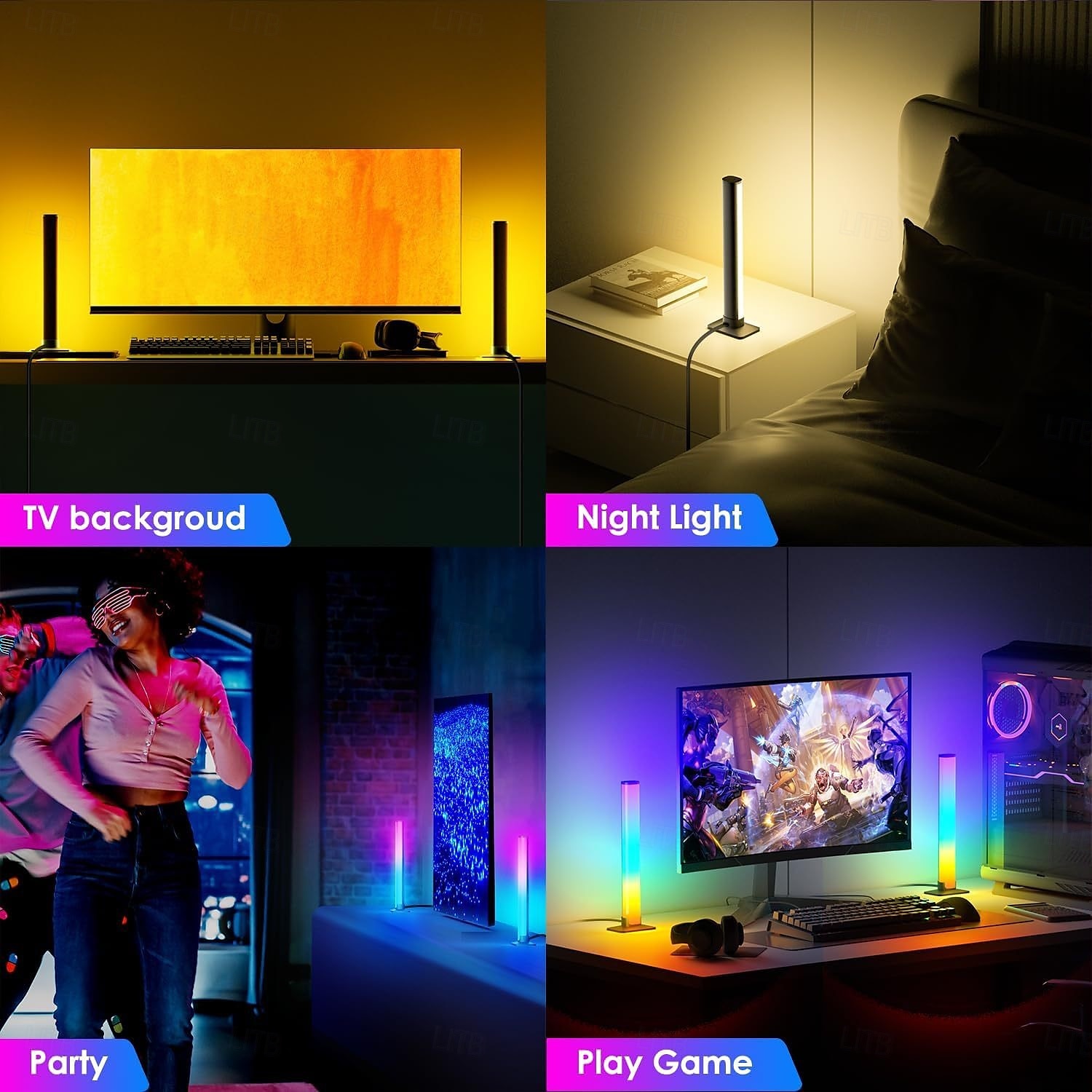 شريط إضاءة ذكي LED لغرفة الألعاب ومصباح تلفزيوني بإضاءة خلفية ذكية لغرفة النوم وغرفة المعيشة 2025 - $33.99 –P2