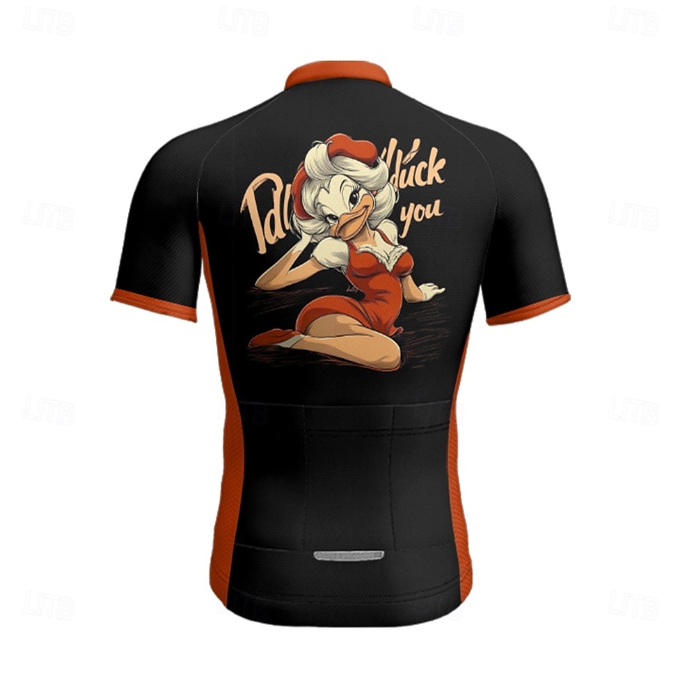 Bărbați Jersey de ciclism Manșon scurt Bicicletă Tricou Tee Jerseu cu 3 buzunare spate Ciclism montan Respirabil Uscare rapidă Proiectare anatomică Wicking Roz Închis Negru Alb Animal Desene Animate 2025 - $25.99 –P16
