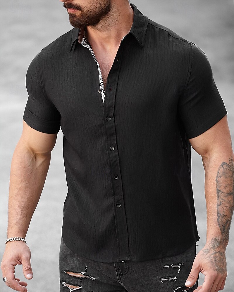Per uomo Camicia Camicia Estiva Camicia casual Camicia da Spiaggia Camicia con Bottoni Nero Bianco Verde chiaro Blu Kaki Manica Corta Semplice Bavero Vacanza Camicia hawaiana Abbigliamento Misto del 2025 a $25.99 –P7