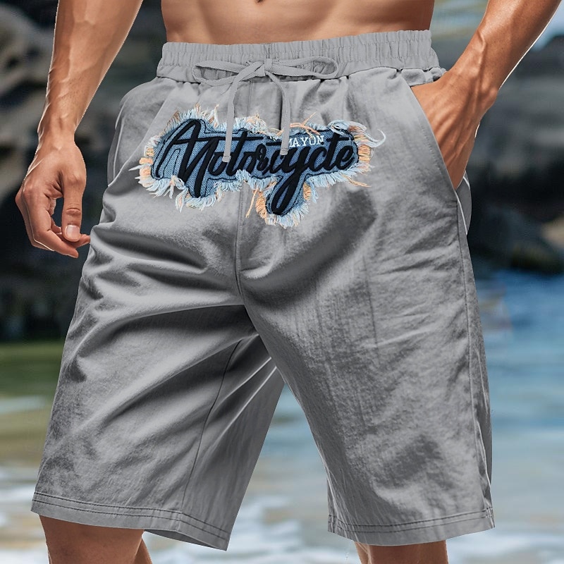 Per uomo Shorts Shorts di Lino Pantaloncini Estivi Shorts da Spiaggia Ricamato Coulisse Elastico in vita Semplice Comodità Traspirante Lunghezza al ginocchio All'aperto Quotidiano Spiaggia Moda del 2025 a $20.99 –P8