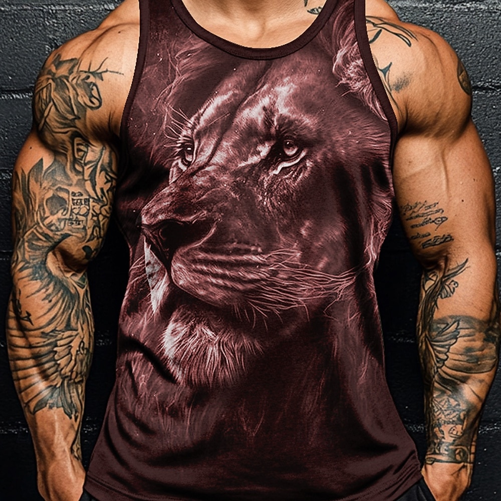 Homme Lion T-shirt Débardeur Sans manches T-shirt Impression 3D Col ras du cou Chemise Vacances Exagéré Occasionnel Fête Rouge Bleu Vert Été Printemps Vêtement Tenue S M L XL XXL XXXL de 2025 ? $15.49 –P5