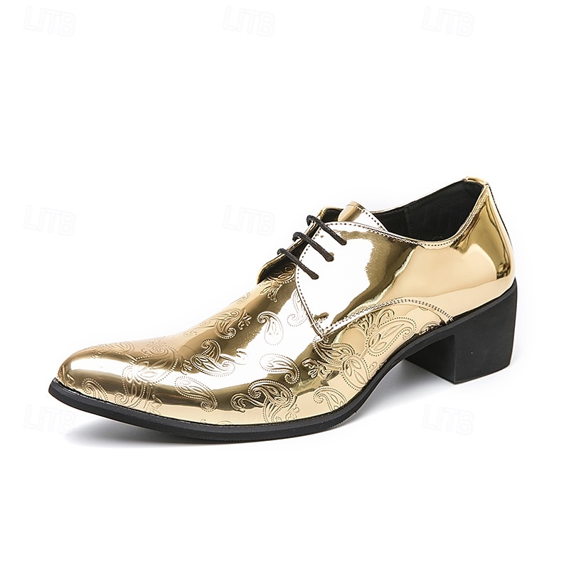 sapatos masculinos para baile de formatura - oxfords de couro sintético com padrão floral azul vibrante para uso formal e de festa de 2025 por $42.99 –P1