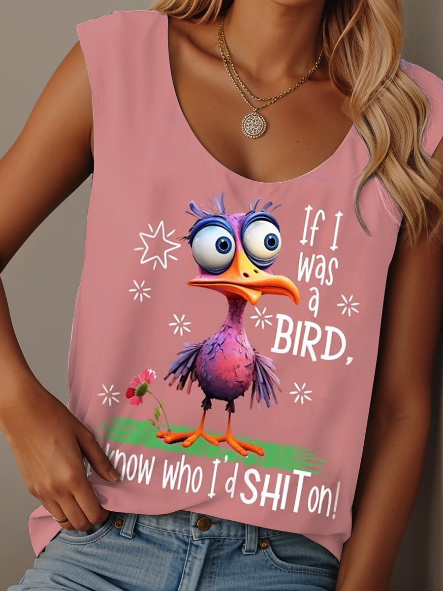 Pentru femei Camisole Tank Top Grafic Scrisă graffiti Zilnic Casual Fără manșon Stil Nautic Scoateți gâtul Topuri obișnuite Zilnic Imprimeu Negru Alb Roz Îmbujorat Albastru piscină Mov Vară Bird 2025 - $19.99 –P7