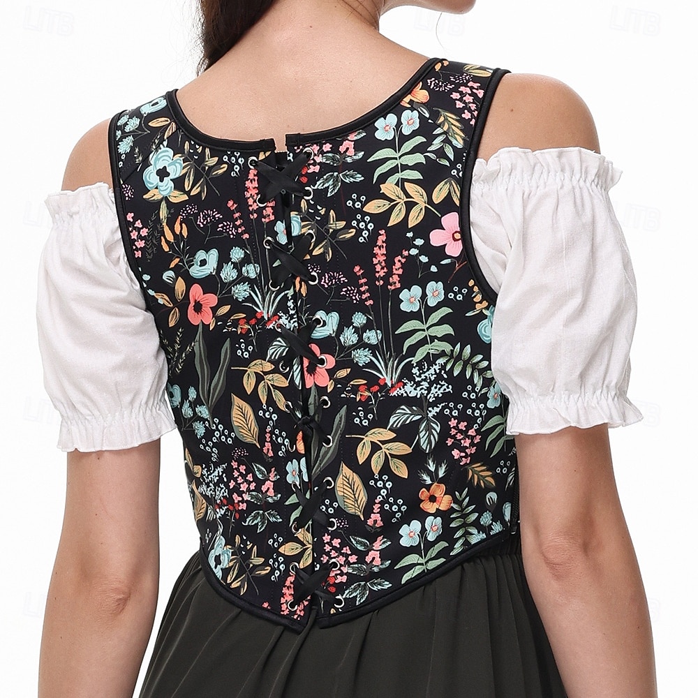 Retro Vintage Medieval Renaissance Corset Vest Bustier Viking Lace up Floral Fancy Dress Women's Celtic Fantasy Halloween Carnival Masquerade Vacation Casual Daily LARP Adults' Vest 2026 - $30.99 –P5