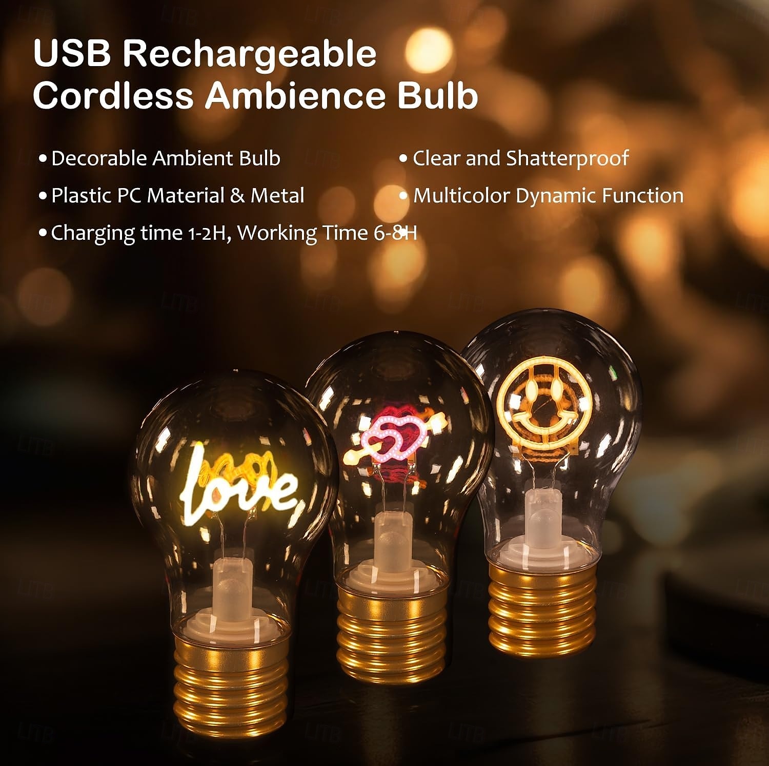 oplaadbare edison led lamp tafellamp type-c batterij nachtlampjes leuke decoratieve sfeerverlichting voor thuis kinderkamer bruiloft verjaardag feest decoratie kerstcadeau 2026 - $23.99 –P3