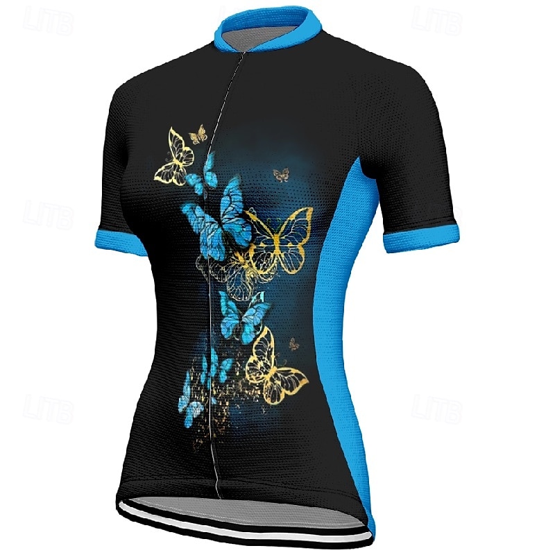 Women's Cycling Jersey Short Sleeve Bike Tee Tshirt Jersey with 3 Rear Pockets Mountain Bike MTB Breathable Quick Dry Anatomic Design Wicking Blue Fuchsia Orange Butterfly Sports Clothing Apparel 2025 - $23.99 –P11