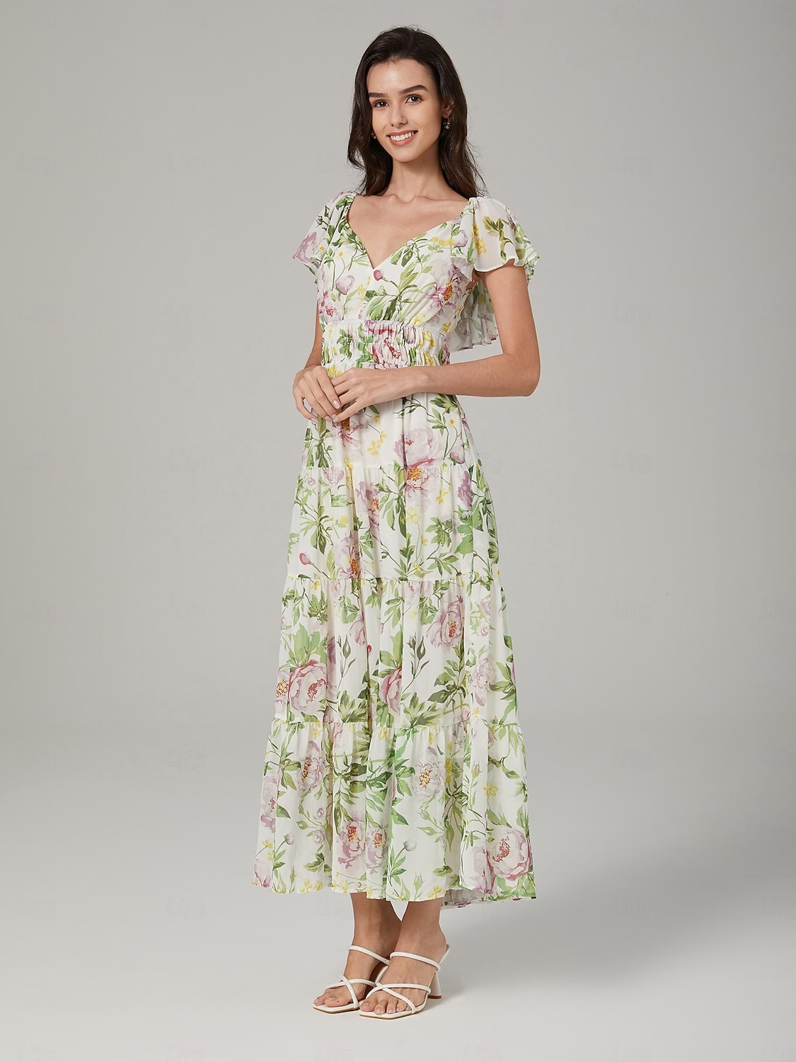 Feminino Vestido de chiffon Vestido Longo Amarelo Verão Decote Princesa Elegante Férias Moda S M L de 2025 por $82.99 –P5