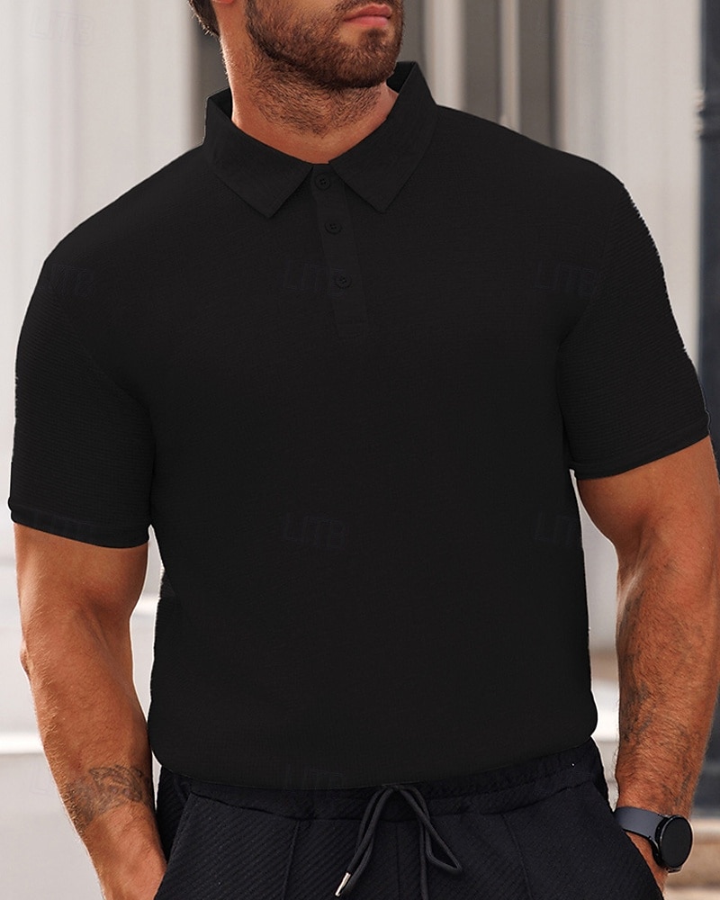 Herren Poloshirts zum Suchbegriff: "Waffel" Golfhemd Arbeit Casual Kargen Kurzarm Basic Modern Glatt Knopf Sommer Frühling Regular Fit Schwarz Weiß Gelb Rote Hellgrau Hellblau Poloshirts zum 2025 - $16.49 –P17