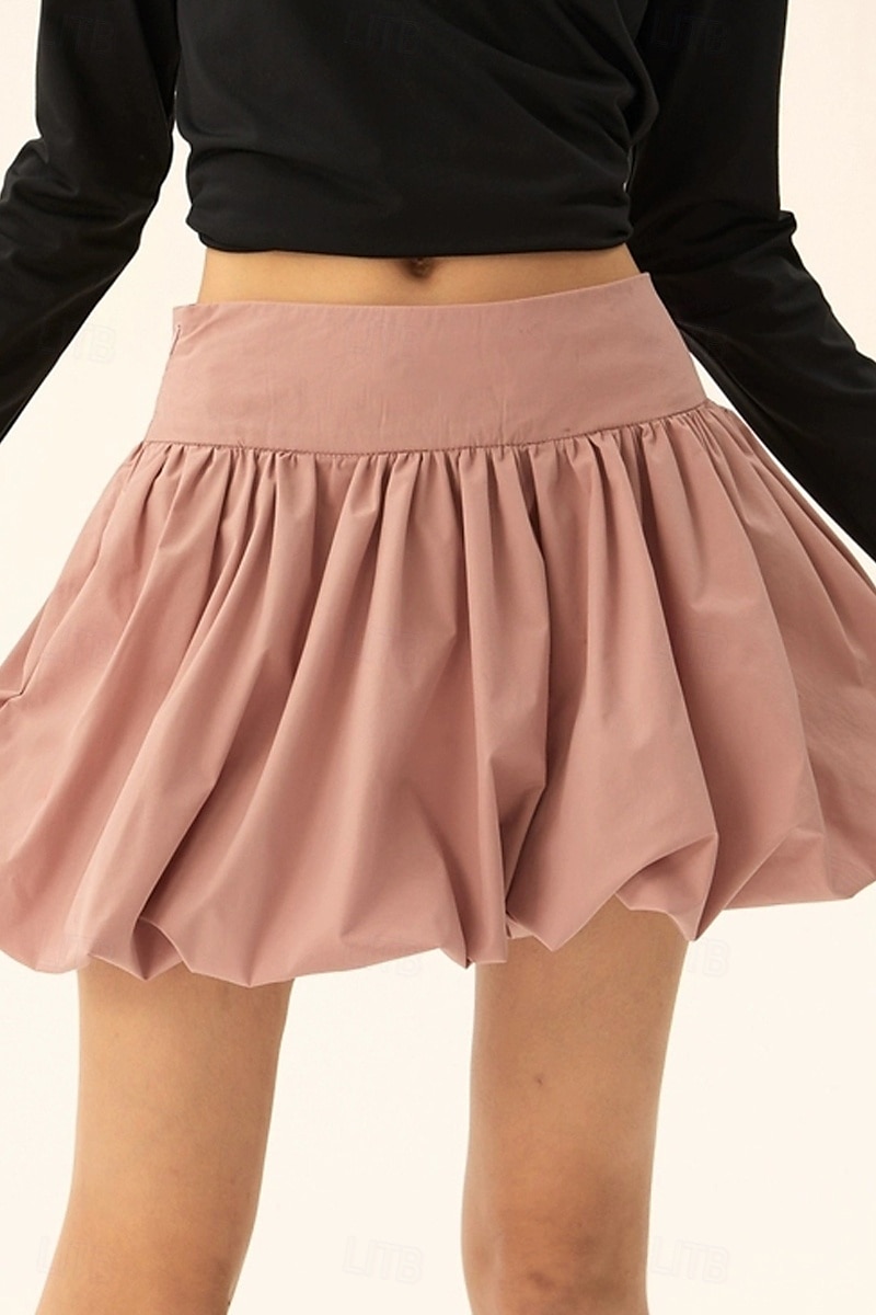 Dámské Sukně Minisukně Módní Mini Střední vzestup Sukně Bez vzoru Nabírané šaty Lehce elastické Dovolená ulice Černá Růžová Velbloudí Šedá Léto Polyester 2025 - $21.99 –P4