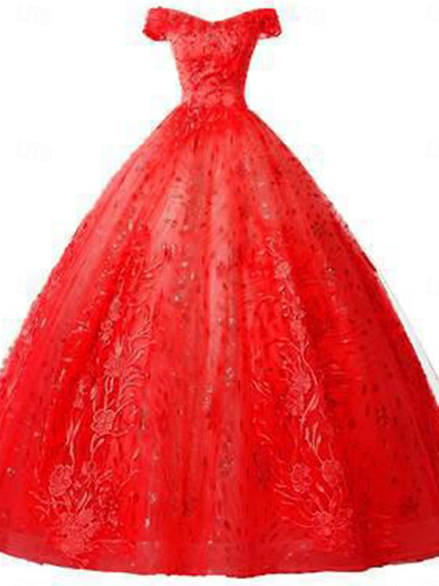 Plesové šaty A-Linie Šaty Quinceanera Elegantní Šaty Svatební Svatební host Na zem Bez rukávů Pod rameny Krajka S hlubokým výstřihem na zádech s Sklady Flitry 2025 2025 - $114.99 –P11