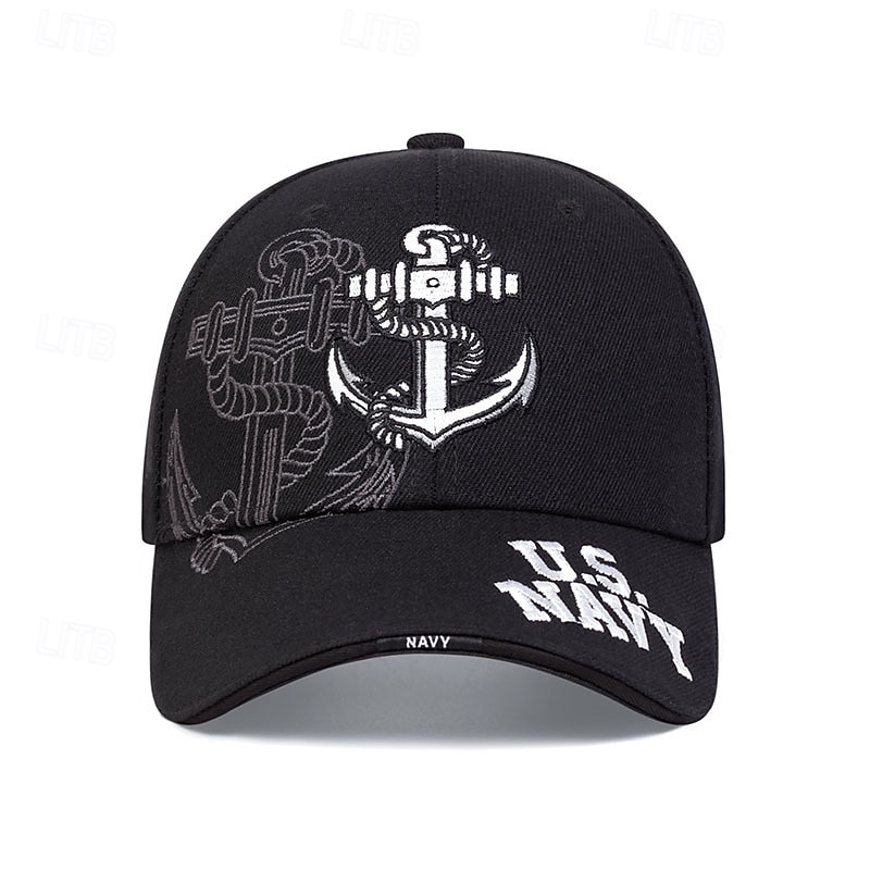 Herren Baseballkappe Sonnenhut Trucker-Kappe Schwarz Dunkelmarine Baumwolle / Polyester-Mischung Bestickt Mode Lässig Täglich Buchstabe Anker Verstellbar Sonnenschutz Atmungsaktiv 2025 - $8.49 –P2