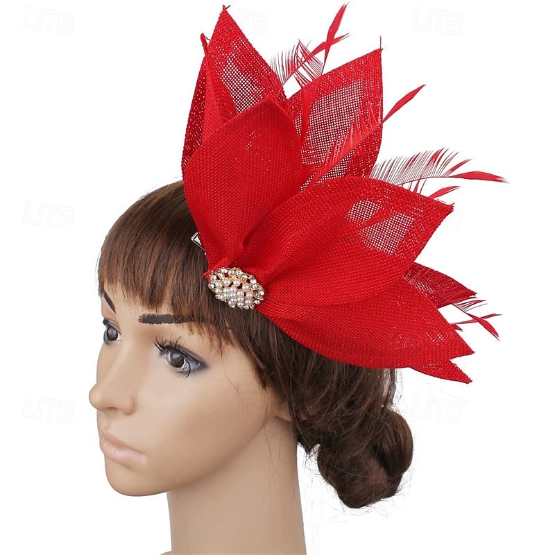 Kopfstück Leinenoptik Federn Hochzeit Abendgesellschaft Elegant Hochzeit Mit Feder Kopfschmuck Kopfbedeckung 2025 - $17.49 –P3
