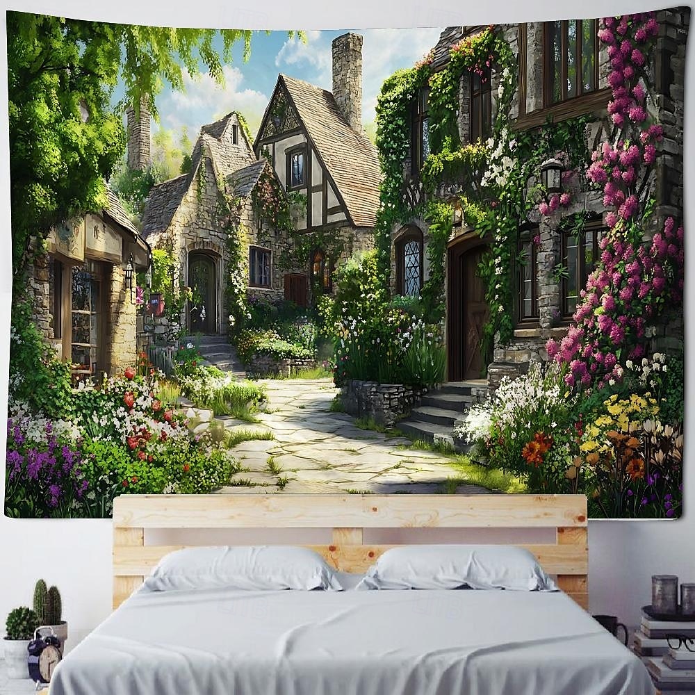 Planta flor casa paisaje colgante tapiz arte de pared gran tapiz mural decoración fotografía telón de fondo manta cortina hogar dormitorio sala de estar decoración 2025 - GBP £8.99 –P6
