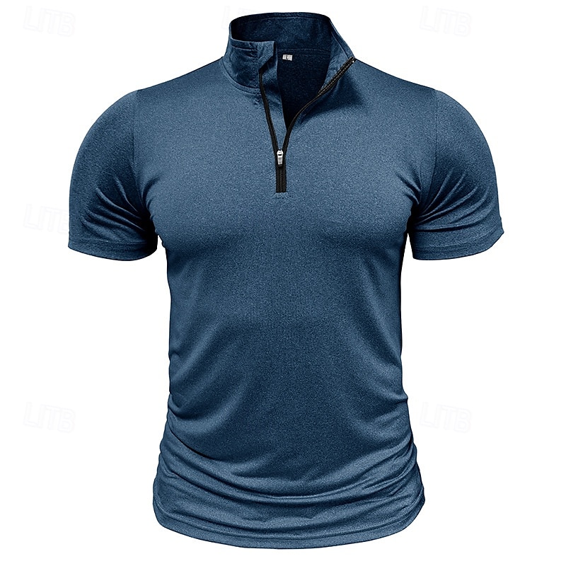 Per uomo Maglietta Manica Corta Maniche Corte Collo alla coreana Zip a un quarto Estate Primavera Tinta unica Semplice Sport Essenziale Con zip Vacanza Streetwear Casuale Blu chiaro Nero Bianco del 2025 a $20.99 –P3