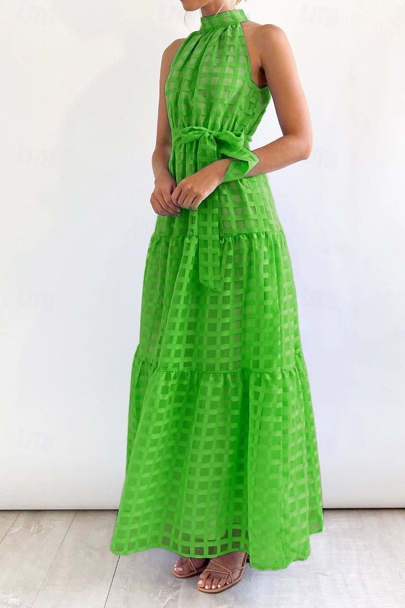 Femmes Robe Longue Maxi Robe Robe de remise des diplômes Robe à col licou Mode Moderne Fête Remise des Diplômes Date Coupe régulière Uni Sans manches Col Halter Cyan Noir Violet Claire Vert Été de 2025 ? $27.99 –P10