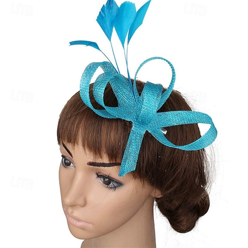 Kopfstück Federn Sinamay Hochzeit Abendgesellschaft Elegant Hochzeit Mit Feder Kopfschmuck Kopfbedeckung 2025 - $16.49 –P3