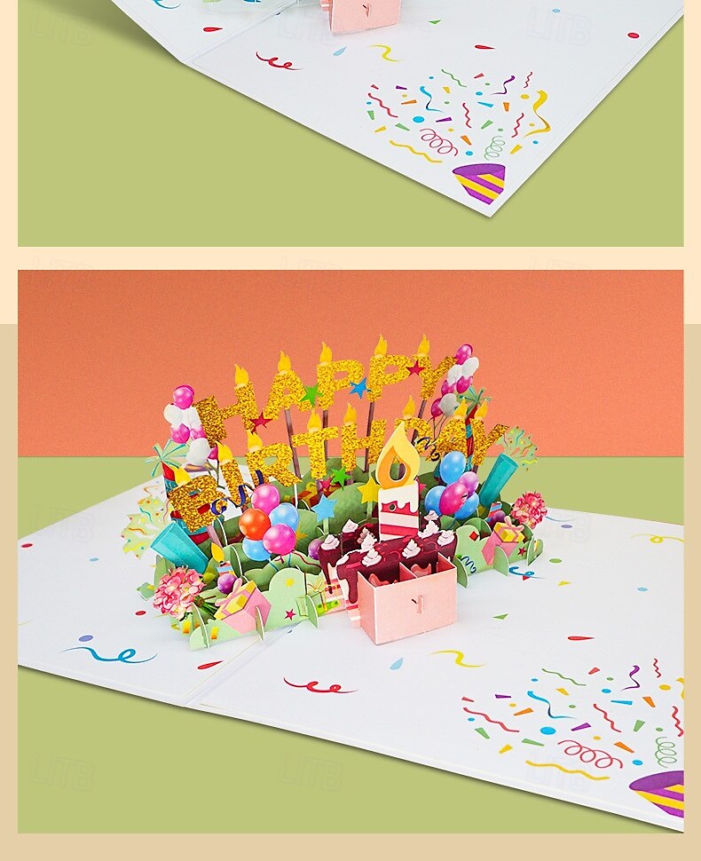 Carte de vœux 3D pour fête d'anniversaire, carte de vœux dépliable en papier sculpté fait main, joyeux anniversaire de 2025 ? $9.99 –P3