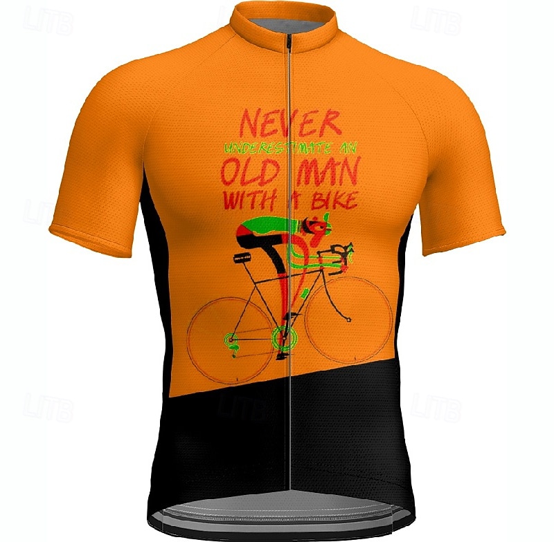 2025年 男性用 サイクリングジャージー 文字&番号 半袖 バイク Tシャツ ジャージー 3つのリアポケット付き マウンテンサイクリング 速乾性 人間工学デザイン ウィッキング 高通気性 スポーツ イエロー ブルー パープル 衣類  コレクション – $25.99 –P10