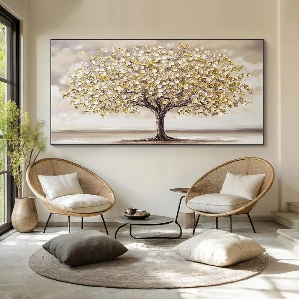 Peinture à l'huile sur toile peinte à la main, paysage, arbres texturés faits à la main en automne, prairie jaune, peinture acrylique, paysage fluvial, art mural, peinture à l'huile pour chambre à de 2025 ? $61.99 –P5