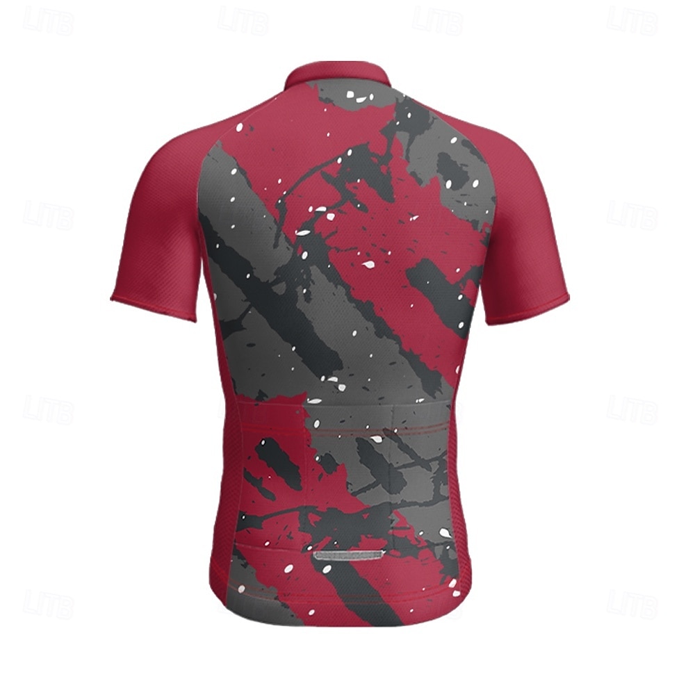 Męskie Koszulka rowerowa Krótki rękaw Rower Tee Tshirt Dżersej z 3 tylnymi kieszeniami Kolarstwo górskie Oddychający Szybkie wysychanie Anatomiczny kształt Odprowadzające wilgoć Burgundowy Granatowy 2025 - $28.99 –P18