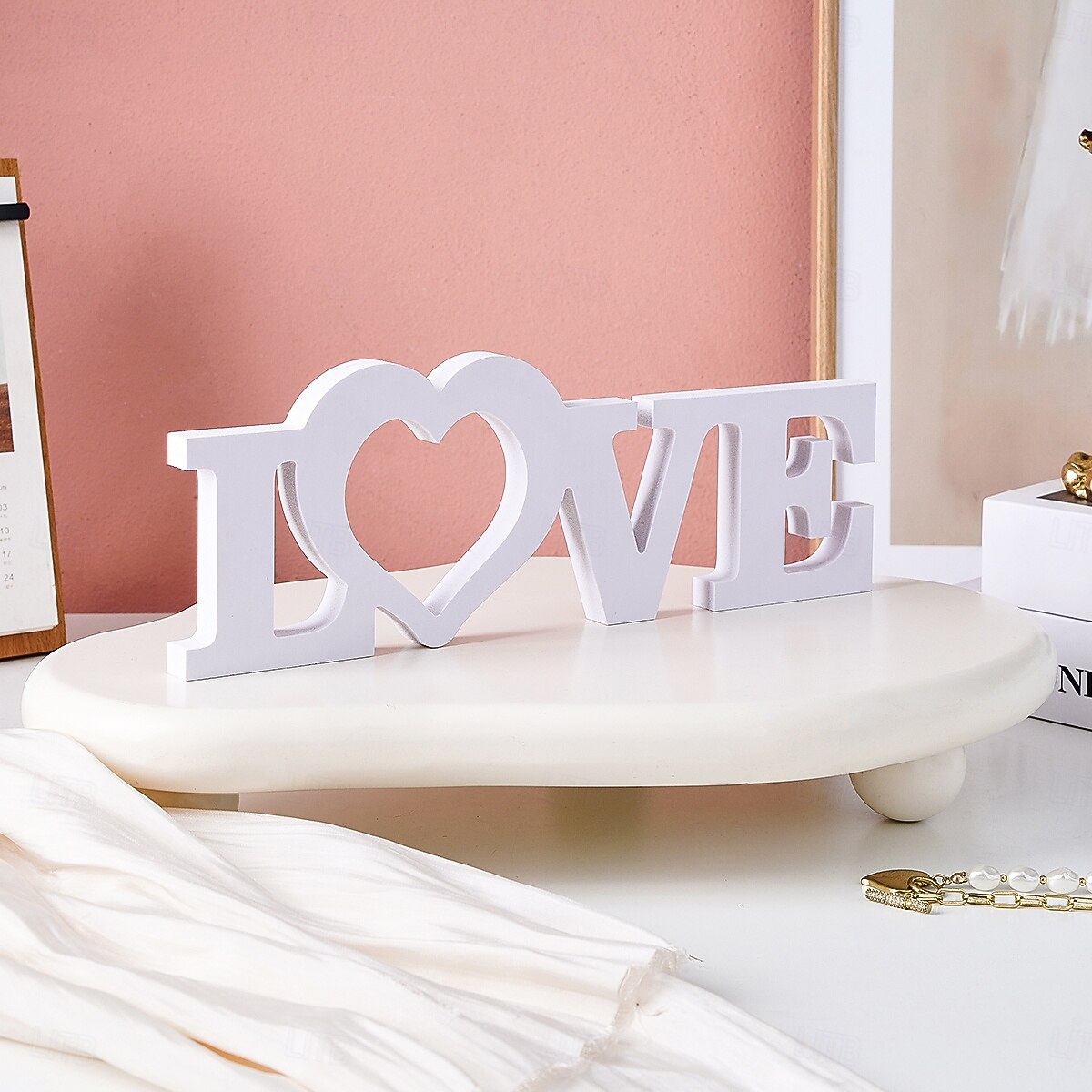 Белая буква «любовь» для украшения стола, отдельно стоящая вывеска из ПВХ, романтическое украшение на день святого Валентина, свадьбу, годовщину, теплое украшение для рабочего стола в помещении для 2026 - $9.99 –P4