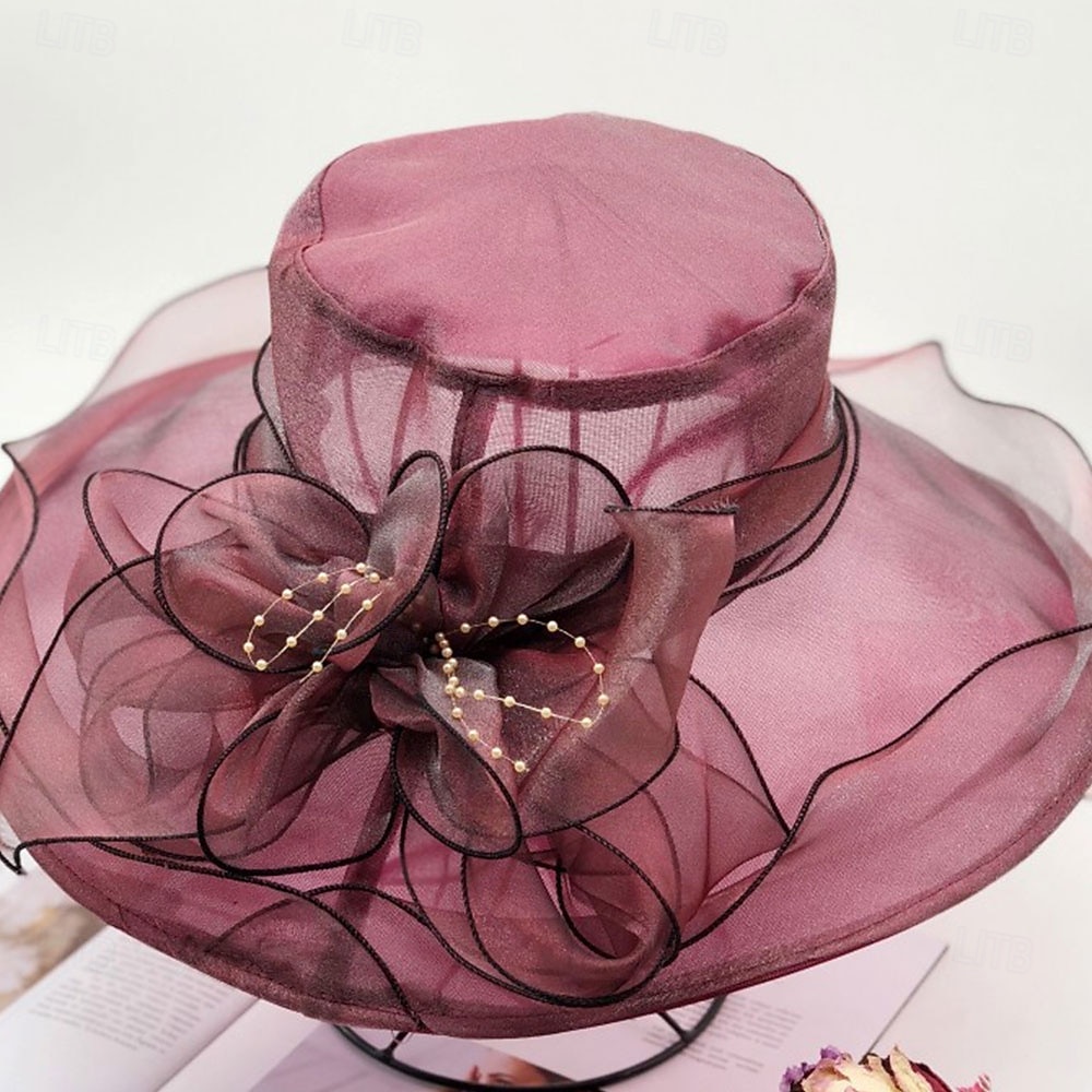 Hats Organza Sun Hat Holiday Tea Party Horse Race Cocktail Elegant Vintage Cute With Feather Floral Headpiece Headwear 2026 - $17.49 –P11