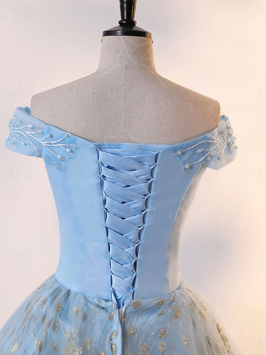 Plesové šaty A-Linie Šaty Quinceanera Elegantní Šaty Svatební Svatební host Na zem Bez rukávů Pod rameny Krajka S hlubokým výstřihem na zádech s Sklady Flitry 2025 2025 - $114.99 –P8