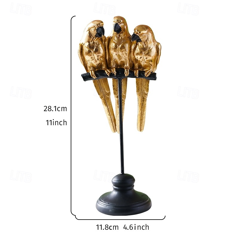 Figurine en résine de trois perroquets, sculpture de décoration intérieure moderne, statue de perroquet colorée pour le salon, meuble TV, table d'entrée, ornement d'oiseau artistique pour la de 2025 ? $26.99 –P3