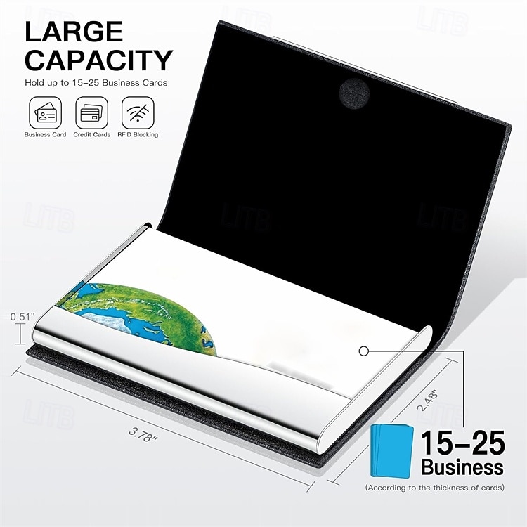 Business Card Holder/ Case Professional PU Leather & Stainless Steel Multi Wallet Credit Card ID Case/Holder 2025 - $9.99 –P4