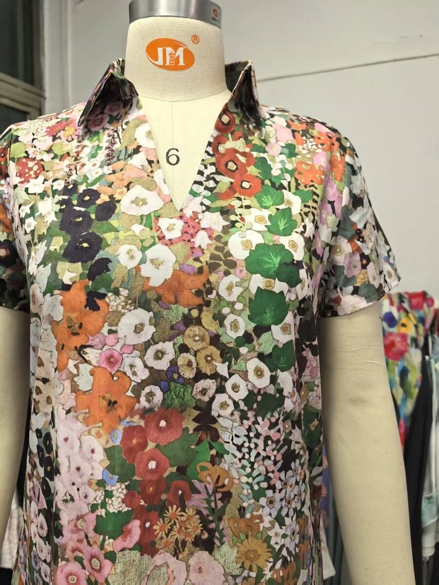 dámské dlouhé šaty maxi šaty ležérní šaty letní šaty s potiskem šaty elegantní móda venkovní denní plážový regular fit květinový krátký rukáv v krk zelené léto jaro podzim 2025 - $23.99 –P2