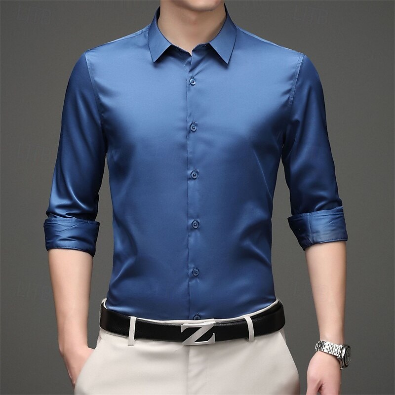 Herren Hemd Kleidhemd Knopfhemd Einfach Hochzeit Täglich Schwarz Weiß Rosa Wein Langarm Hemdkragen Frühling & Herbst Bekleidung Patchwork 2025 - $29.99 –P8