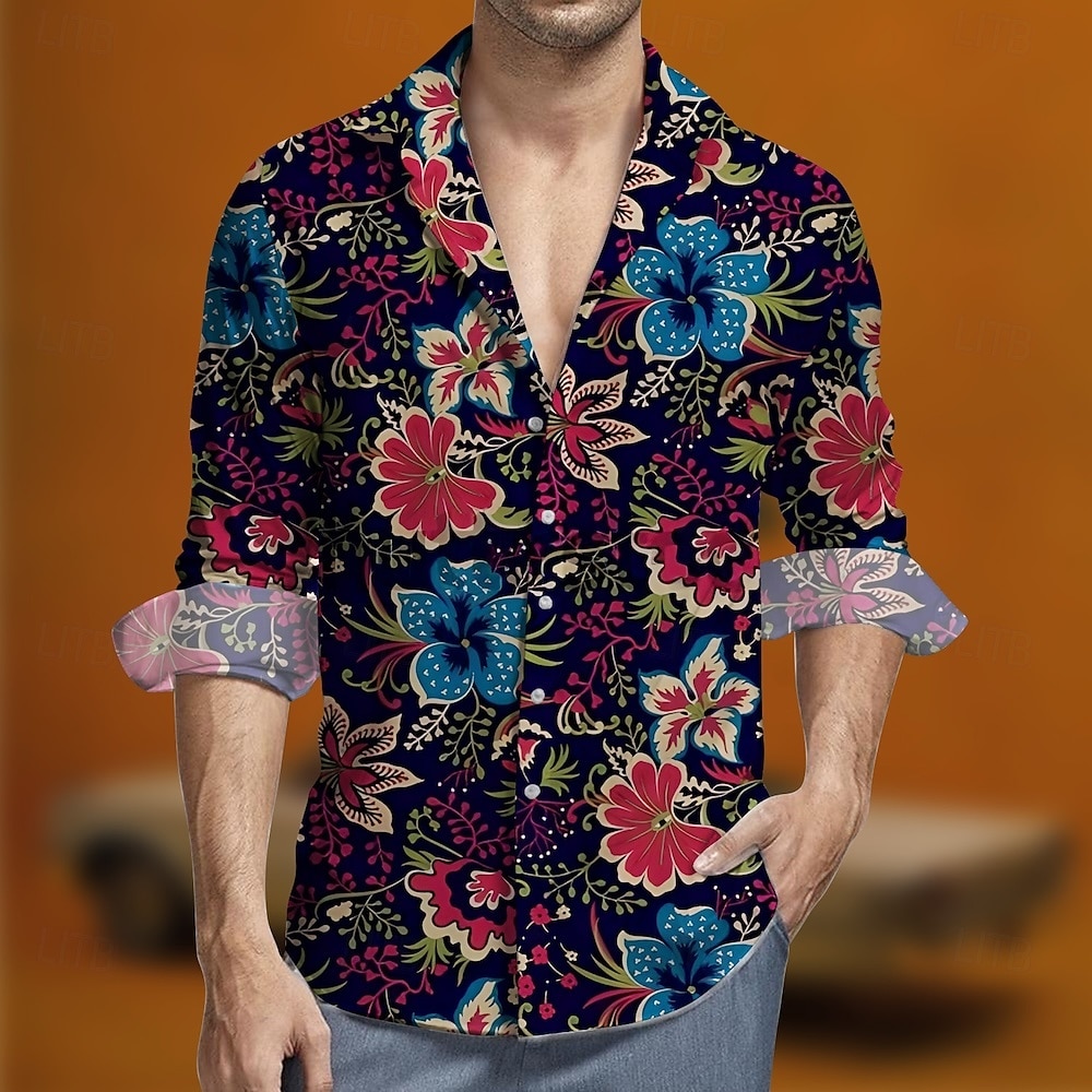 Retro Antiguo Años 70 Camisas Camisa hawaiana Hippie Floral Disfraz Hombre Mascarada Fiesta Ropa Cotidiana Desfile del orgullo Adulto Camisas 2026 - $23.99 –P2