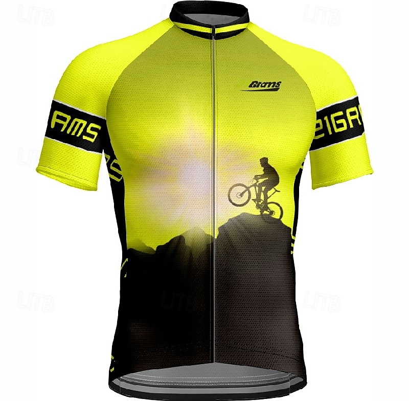 Men's Cycling Jersey Short Sleeve Bike Tee Tshirt Jersey with 3 Rear Pockets Mountain Bike MTB Breathable Quick Dry Anatomic Design Wicking Wine Red Yellow Red Sports Clothing Apparel 2025 - $28.99 –P14
