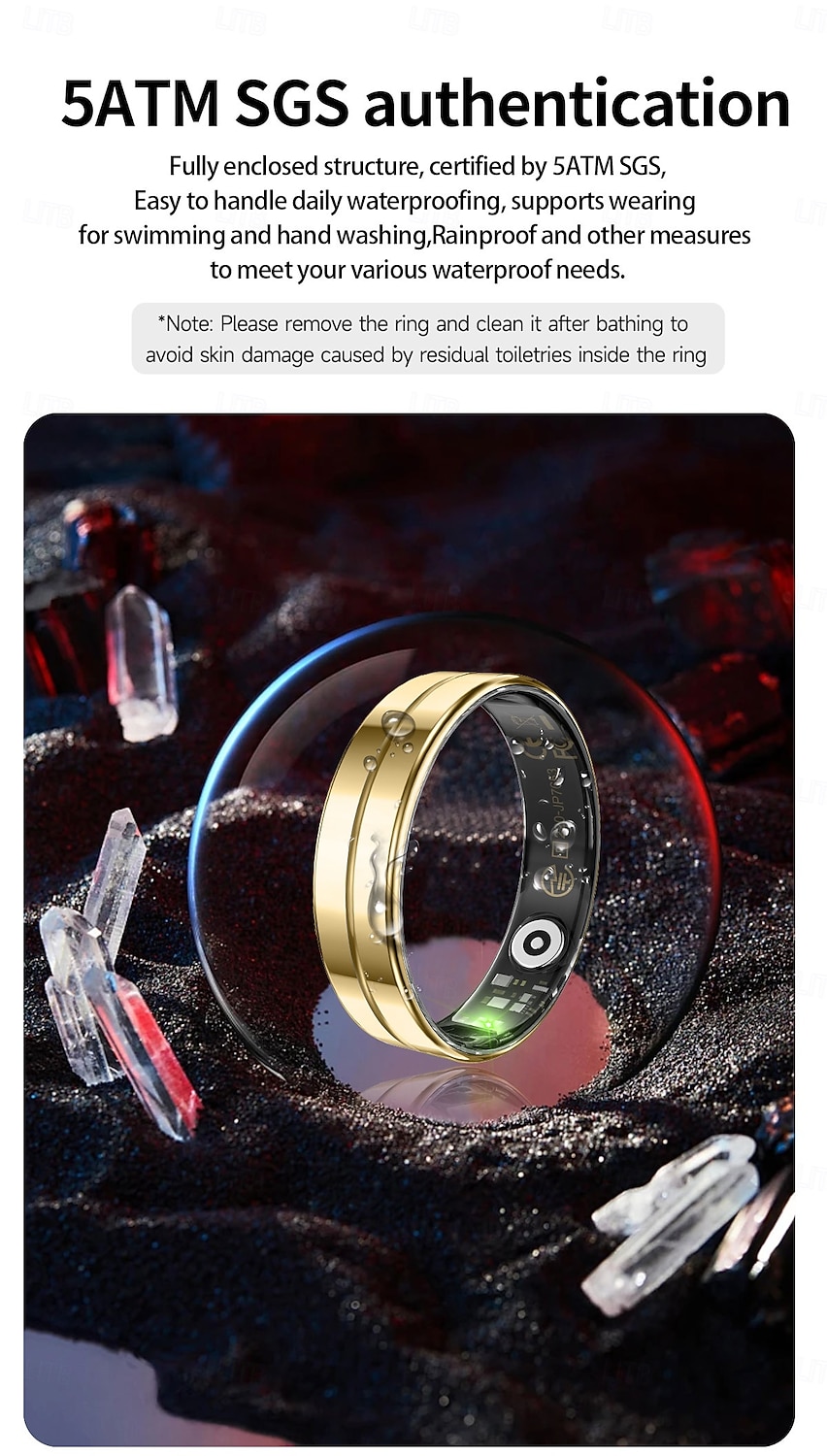 2026年 スマートリングフィットネストacker、超薄型2.2mm軽量インテリジェントリング、5ATM防水ステンレス鋼アクティビティ＆睡眠モニター、7日間の長いバッテリー寿命、Bluetoothウェルネスウェアラブル（男女用）  コレクション – $51.99 –P9