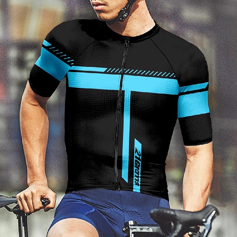 Voor heren Wielrenshirt Korte mouw Fietsen T-shirt Shirt met 3 achterzakken Bergracen Ademend Sneldrogend Anatomisch ontwerp Lampenkatoen Geel Rood Blauw Sport Kleding 2025 - $25.99 –P16