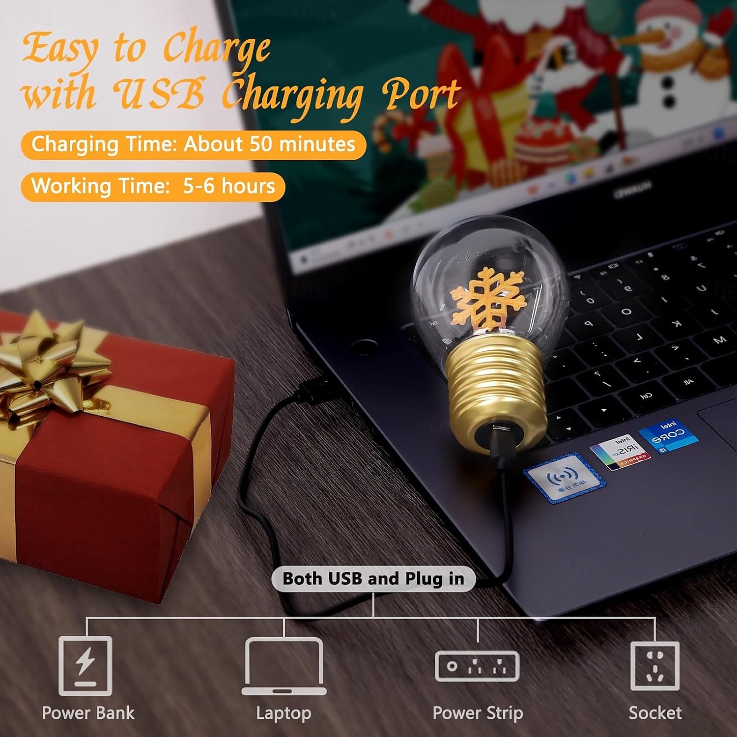 oplaadbare edison led lamp tafellamp type-c batterij nachtlampjes leuke decoratieve sfeerverlichting voor thuis kinderkamer bruiloft verjaardag feest decoratie kerstcadeau 2026 - $23.99 –P4
