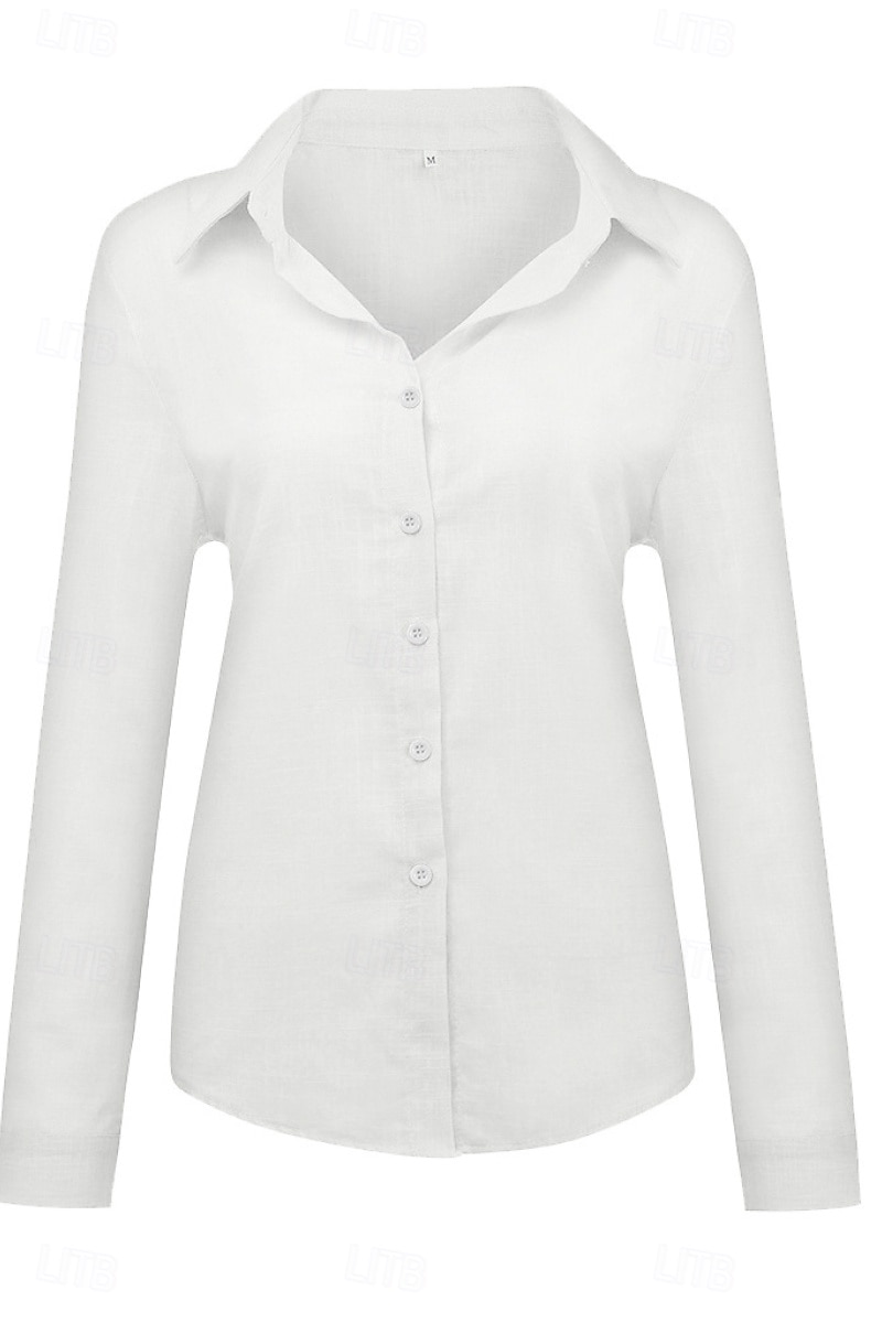 Femmes Chemise Chemises en coton et lin Boutonner Chemisier Uni Moderne Occasionnel manche longue Col de chemise Hauts Réguliers Quotidien Fête Sortir Boutons Noir Blanche Jaune Rose Claire Été de 2025 ? $21.99 –P2