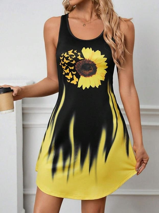 Women's Mini Dress A Line Dress Summer Dress Off The Shoulder Dress Vacation Casual Daily Loose Fit Graphic Letter Sleeveless U Neck Black Summer 2025 - $21.99 –P5