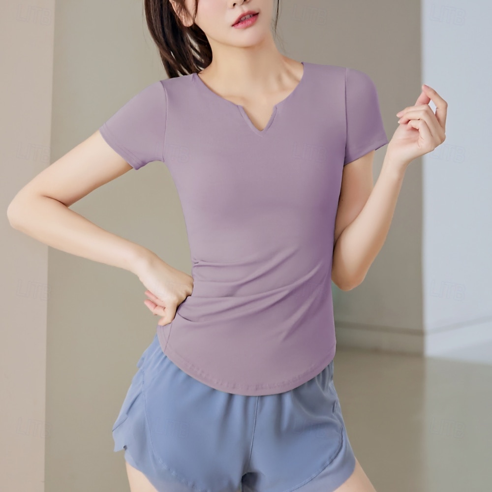 نسائي تيشيرت للجري كم قصير تي شيرت فضفاض ملابس الرياضة V رقبة لون سادة سريع جاف ناعم متنفس تمرين نادي رياضي المشي الركض ملابس رياضية ألبسة رياضية أسود فاتح أخضر أزرق 2025 - $18.49 –P16