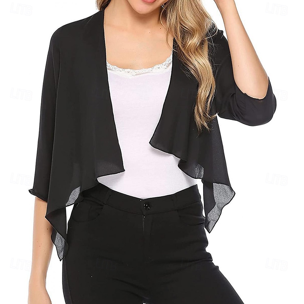 Scialle Donna Elegante Senza Maniche Chiffon Stole da matrimonio Con Colore puro Per Feste Primavera & Estate del 2025 a $14.99 –P1