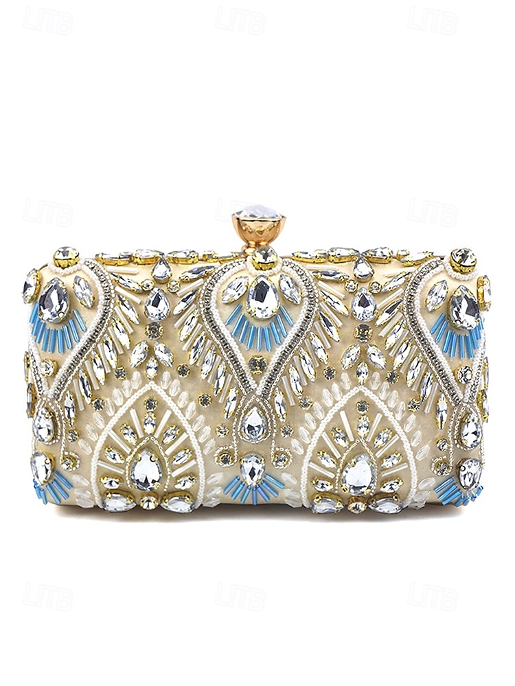 Per donna Clutch Borsa da Sera Polsiera Borse a Spalla Seta Feste Ricevimento di matrimonio Strass Perline Paillettes Borsa Multiuso Tinta unica Nero Blu Oro del 2025 a $29.99 –P5