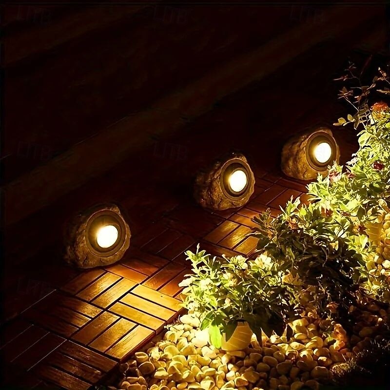 led solenergi utomhusljus spotlights bärbar vattentät led varmvit/vit spotlight landskapssimulering stenljus för trottoar innergård gräsmatta belysning 1st 2025 - $50.99 –P3