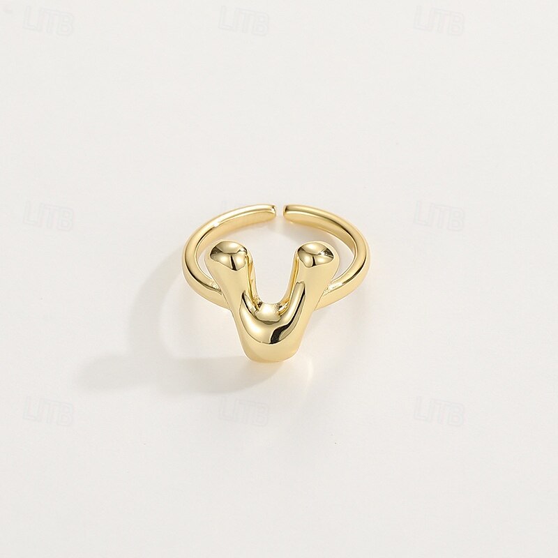 anello con lettera personalizzata, regalo per la mamma, anello con alfabeto regolabile placcato oro 18k, finitura liscia, anello iniziale a fascia aperta, gioielli eleganti per le donne del 2025 a $4.99 –P30