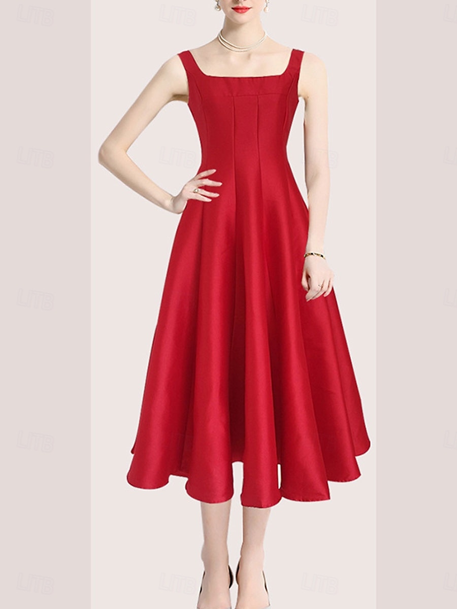 Robes de quinceanera en forme A Robe vintage Mariage invitée de mariage longueur thé sans manches col arrondi polyester dos nu avec plis de 2025 ? $79.99 –P7