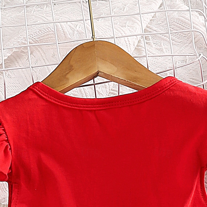 Barn Jente Kjole Hjerte Ermeløs utendørs Fest Netting Lapper Mote Bedårende Polyester Ovenfor knéet Kjole med A-linje Tyllkjole Sommer Vår 4 år + Rød 2025 - $19.99 –P5