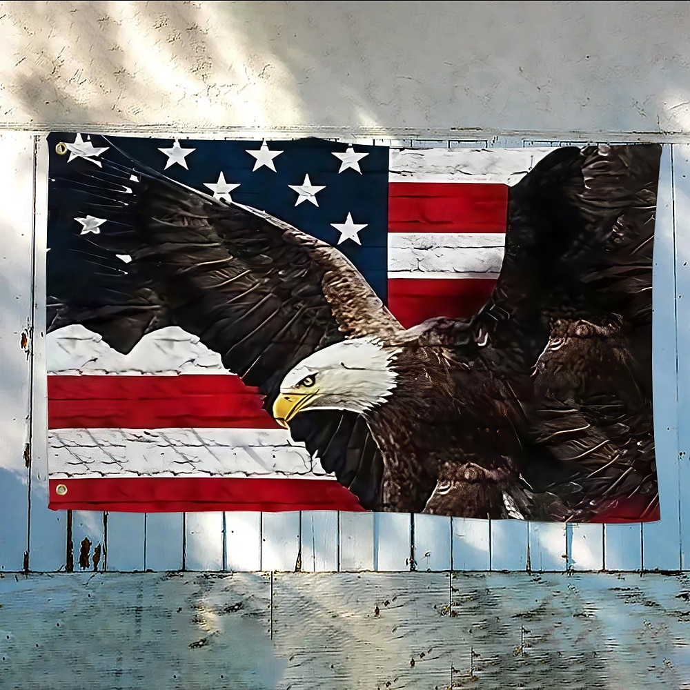 4 juli Utomhus Inomhus Med Öglor Patriotisk Flagga Självständighetsdagen Amerikansk Hus Gård Trädgårdsdekorationer Högtidsbanner Skylt 2026 - $11.99 –P4