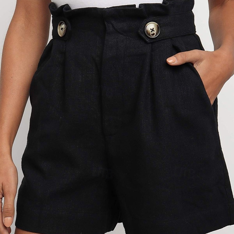 Pentru femei Pantaloni Scurți Pantaloni Șic Stradă Casual Scurt Natural Simplu Buzunar Respirabilitate Απαλό Comfortabil Micro-elastic În aer liber Vacanță Negru Alb Gri Deschis Cafea Vară Fit regulat 2025 - $20.99 –P4