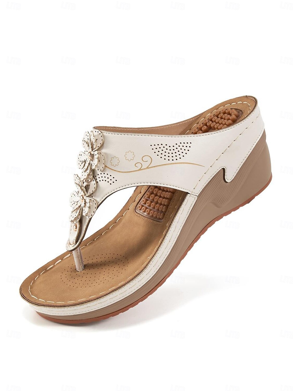 sandali infradito da donna con zeppa e plantare massaggiante – infradito bohémien floreali per un comfort casual estivo, da spiaggia e all'aria aperta del 2025 a $29.99 –P7