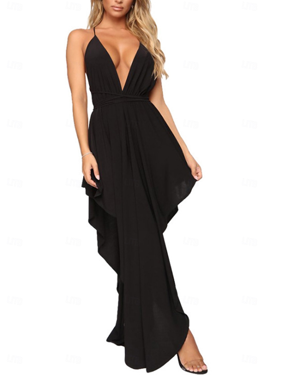 Femme robe longue robe blanche Robe d'été Robe à enfiler Robe à col licou chaud Mature robe sexy du quotidien Soirée Standard Plein Couleur monochrome Sans Manches Dos nu V Profond Noir Blanche Rose de 2025 ? $18.99 –P2