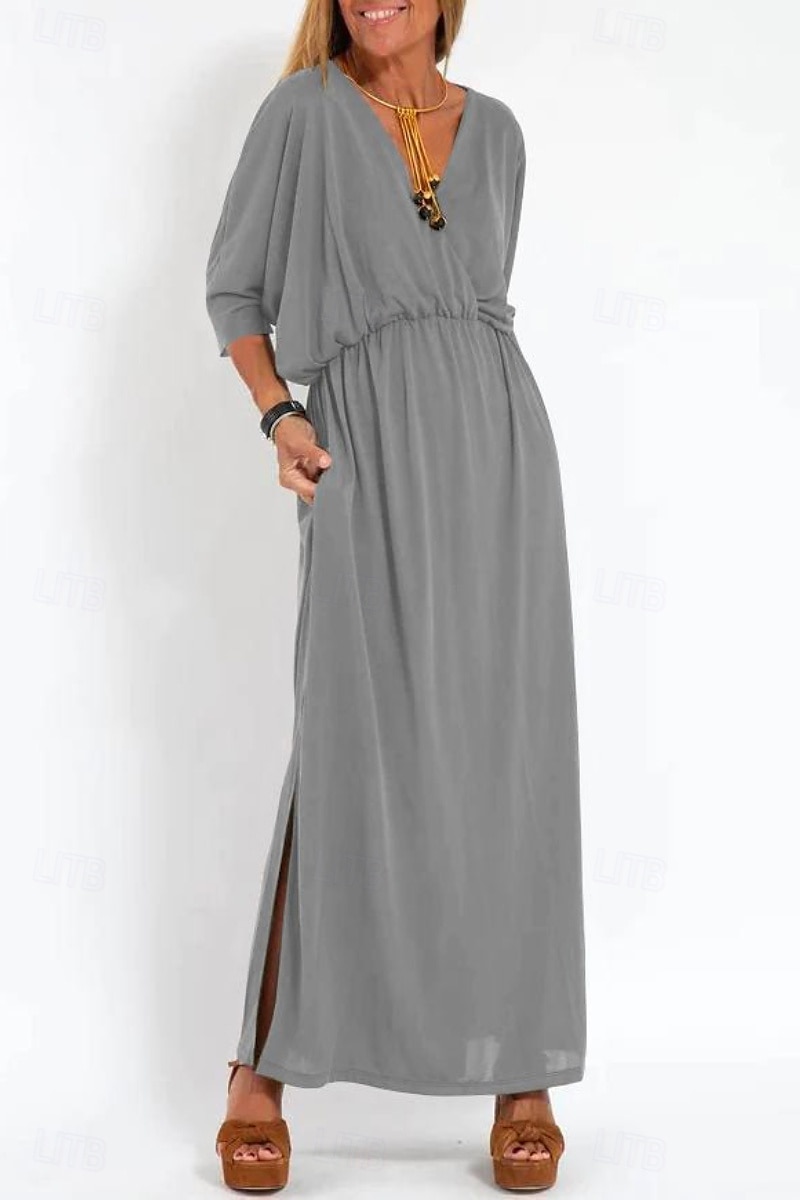 Pentru femei Rochie Lunga Rochie Maxi Rochie casual Rochie de Cocktail Rochie pentru invitata de nunta Rochii din Șifon Modă Vacanță Ieșire Sfârșit de săptămână Fit regulat Simplu Manșon Lung În V 2025 - $25.99 –P2